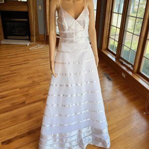 *Maggie Sottero White Satin Mesh Spaghetti Strap Wedding Gown Bridal Dress Sz 10